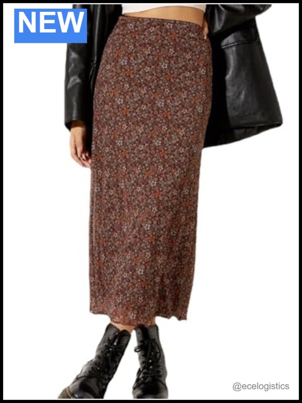 Women's Boho Floral Mesh Midi Skirt High Waist A-Line Long